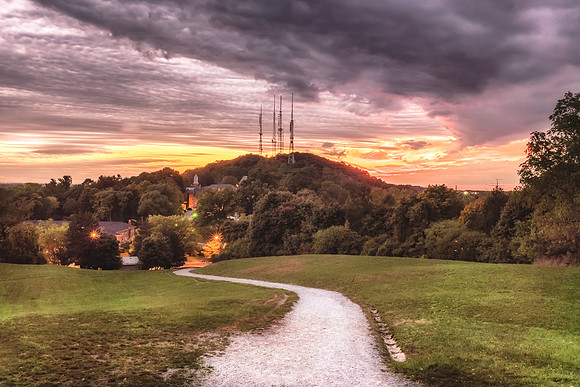 20181022-JAH05526:  Pinnacle Hill's radio towers viewed from Cobbs Hill in Rochester NY.