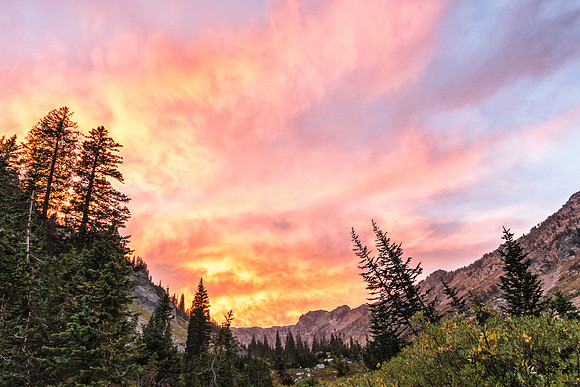20180910-JAH03423: Sunset at the North Fork Cascade in Grand Teton National Park WY.