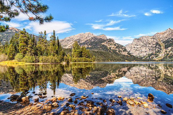 20180915-JAH04925: Reflections across Phelps Lake in Grand Teton NP.