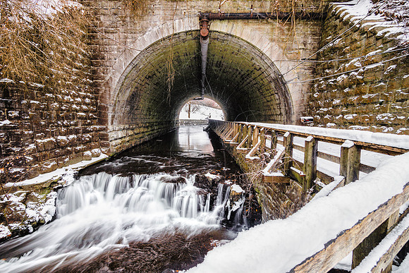 20171216-JAH07449: A winter shot of the infamous train bridge at Corbett's Glen.