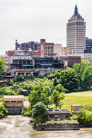 20150712_DSC7942: High Falls entertainment district with the Kodak HQ building.