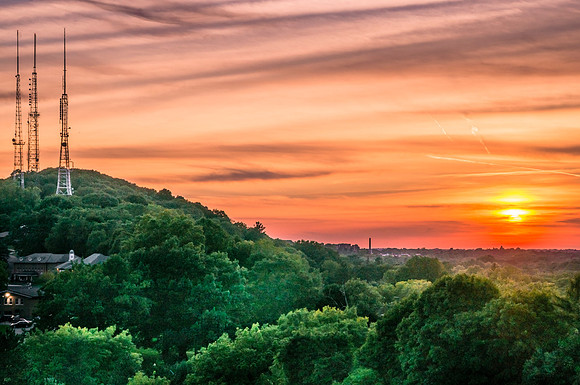 20140919-DSC5746: Pinnacle Hill with the setting sun viewed from Cobbs Hill.
