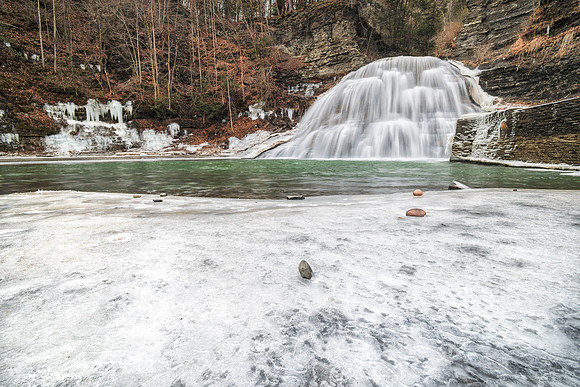 20180127-JAH07656: Lower Falls partially frozen over at Robert Treman State Park NY.
