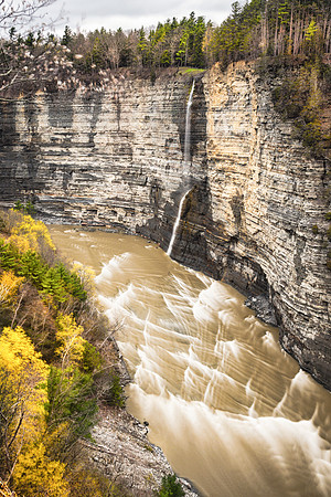 20170422-JAH02194: Inspiration Falls descends from Inspiration point in Letchworth State Park NY.