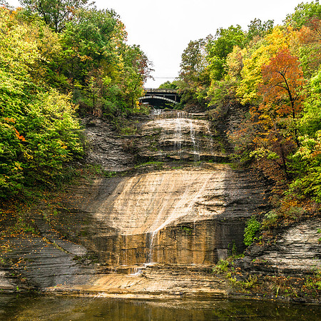 20161008-DSC3475: Ithaca Falls at low flow before Fall. (Square Image)