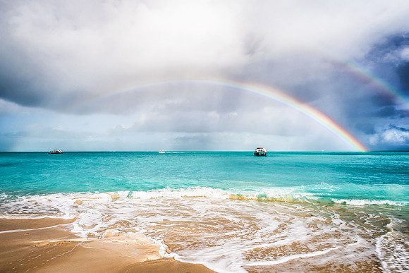20180221-JAH07861: A double-stacked rainbow at Pelican Beach, Turks & Caicos Islands.