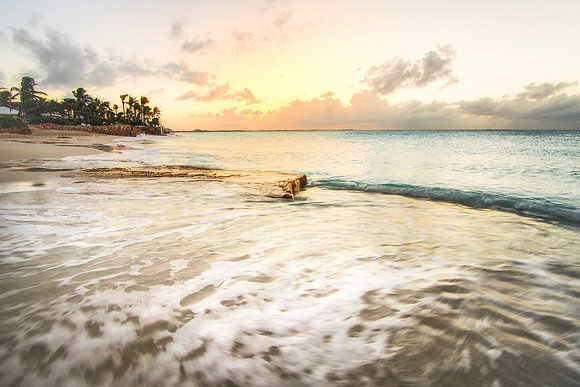 20180224-JAH08283: Frothy waves at sunset at Pelican Beach, Turks & Caicos Islands.