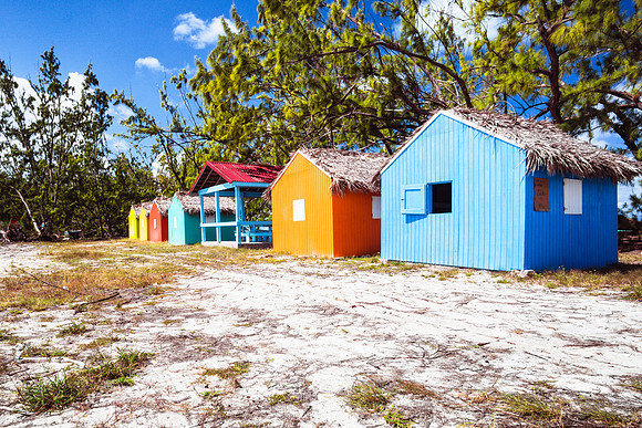20180226-JAH08430: Colorful shacks at Bambarra Beach, Middle Caicos Island.