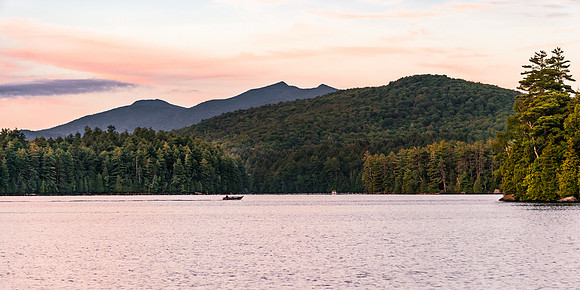 20170728-JAH05380: A boater makes his way home on Lower Saranac Lake, ADK NY. (2x1 image size)