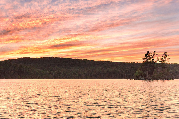 20170728-JAH05465: A firey sunset over Lower Saranac Lake, Adirondacks NY.