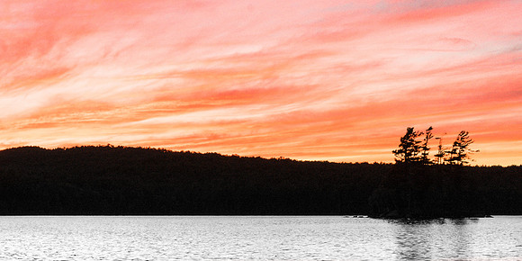 20170728-JAH05494: A high contract sunset descends on Lower Saranac Lake, ADK NY. (2x1 image size)