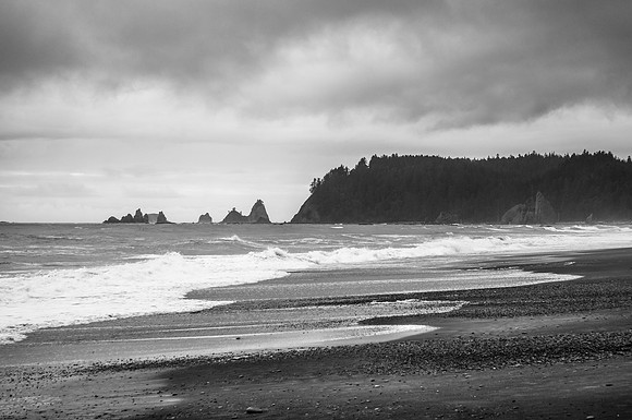 20160624-DSC1477: A hazy day at Ruby Beach, Olympic National Park, Washington.
