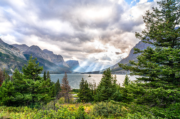 20140901-DSC4522: Wild Goose Island floats in St Mary Lake in Glacier National Park, Montana.