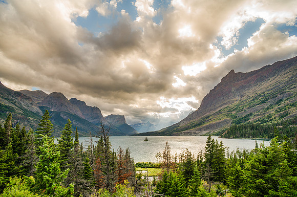 20140901-DSC4541: Wild Goose Island floats in St Mary Lake in Glacier National Park, Montana.