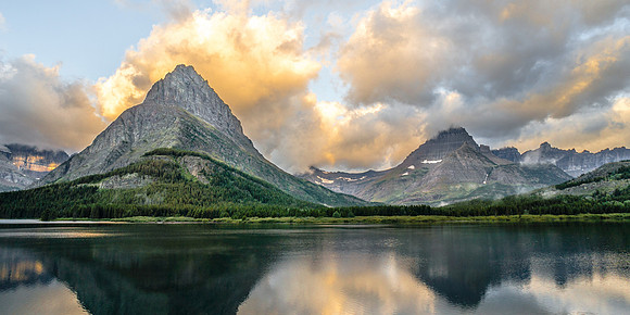 20140903_DSC5012: Grinnell Point & Mt Wilber across Swiftcurrent Lake in Glacier Nat'l Park MT (1x2)