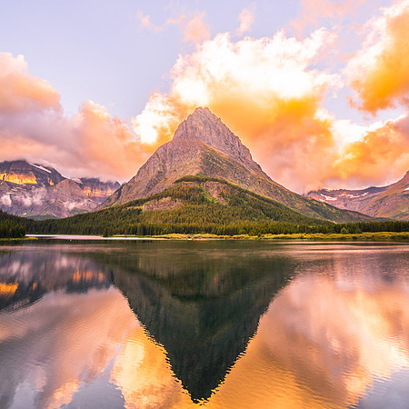 20140903-DSC5021: Grinnell Point across Swiftcurrent Lake in Glacier Nat'l Park MT (Square image)