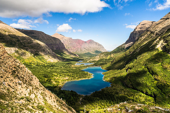 20140904-DSC5388: Bullhead Lake from atop Swiftcurrent Pass in Glacier National Park, Montana.