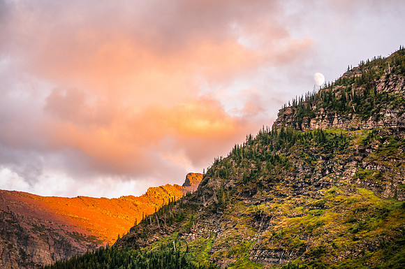 20140904-DSC5544: Sunset over Swiftcurrent campground in Glacier National Park, Montana.