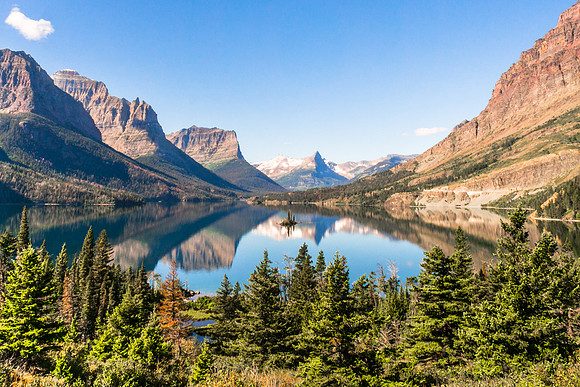 20140905-DSC5660: Wild Goose Island floats in St Mary Lake in Glacier National Park, Montana.