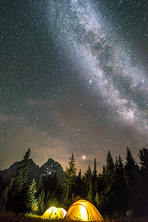 20180910-JAH03432: My tent, Venus, Milky Way, and Grand Teton mountain @ North Fork Cascade Canyon.