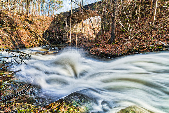 20190104-JAH06009: Sawmill Chute flows under this bridge in Letchworth State Park, New York.