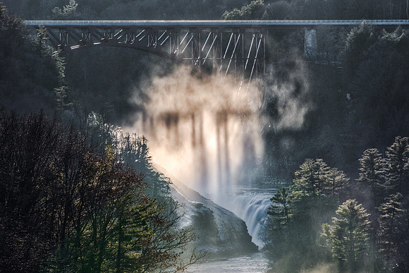 20190104-JAH06143: Smoke monster above upper falls at Letchworth State Park, NY.