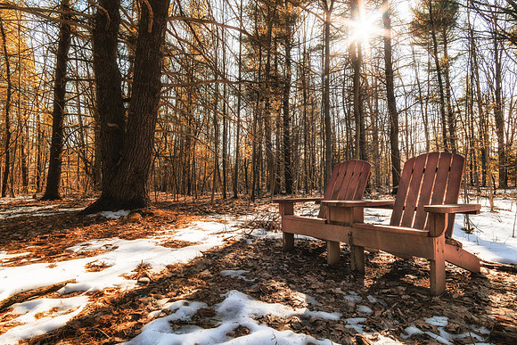 20190204-JAH06408: Adirondack chairs in Onanda Park, Canandaigua in a February thaw.