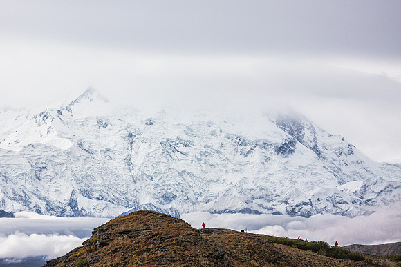 20120904-IMG_3174: Mt. Denali in the distance as onlookers admire the view.