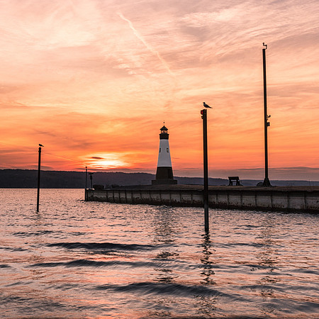 20190320-JAH06767: Lighthouse at Myers Point in Lansing, New York. (Square image)
