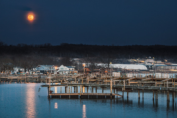 20190320-JAH06842: Full Moon over Ladoga Park Rd in Lansing, New York. (Cayuga Lake)