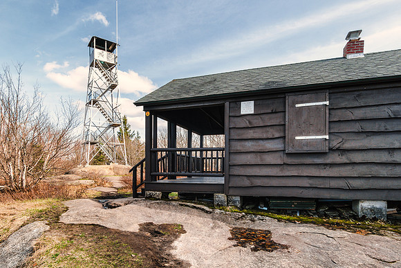 20190430-JAH07076: Mt Arab fire tower and observer's cabin in Tupper Lake, NY Adirondacks.