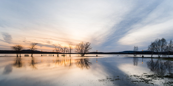 20190430-JAH07197: Spring flooding at the Municipal Park in Tupper Lake NY, Adirondacks. (2x1 image)
