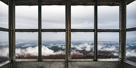 20190501-JAH07350: A frosty view from the St Regis mtn fire tower near Saranac Lake NY ADK (2x1size)
