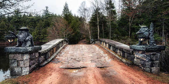 0190501-JAH07427: Bridge security detail at Camp TopRidge in Paul Smiths NY, Adirondacks (2x1 size)