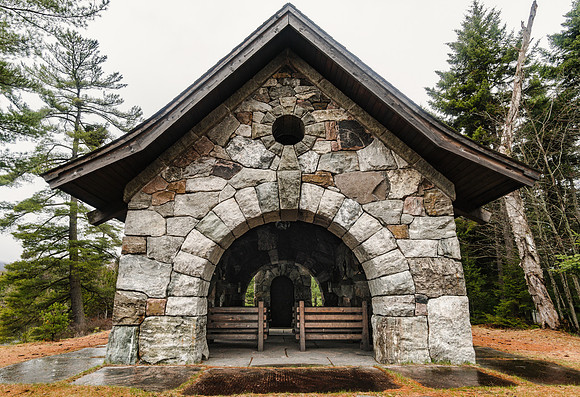 20190501-JAH07445: A church/pavilion at Camp TopRidge in Paul Smiths, NY Adirondacks.