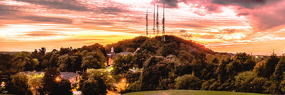 20181022-JAH05526: Pinnacle Hill at dusk, wide angle 1x3 size.