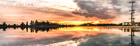 20181022-JAH05525: Cobbs Hill Reservoir at sunset, wide 1x3 size.