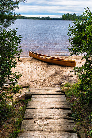 20190901-JAH09511: Hand-made canoe at Lake Lila in the William Whitney Wilderness Area, Adirondacks.
