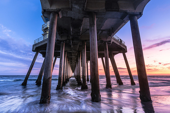 20190916-JAH00356: View from underneath the Hunting Beach pier in Los Angeles, California.