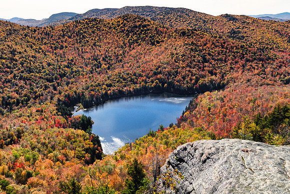 20191008-JAH01877: Peaked Mountain Pond from the summit of Peaked Mountain, Adirondacks NY.