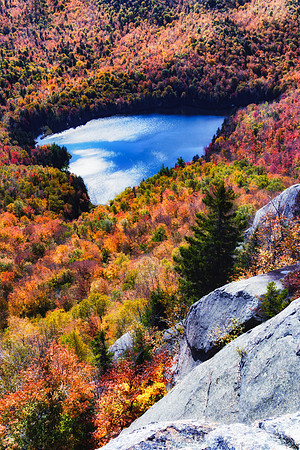 20191008-JAH01897: Peaked Mountain Pond from the summit of Peaked Mountain, Adirondacks NY.