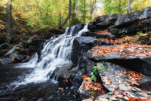20191008-JAH02055: Peaked Brook flows into 13th Lake in the Adirondack mountains of NY.