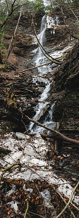 20200111-JAH03268: Angel Falls in Conklin Gully during a winter thaw. (stacked vertical image)