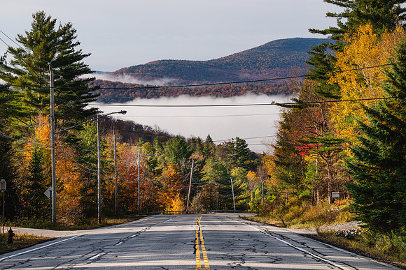 20201004-JAH09882: Fog along Route 28N with Blue Mountain in the distance.