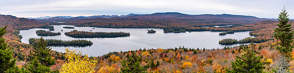 20201004-JAH09934: Very wide capture of Blue Mountain Lake from Castle Rock.