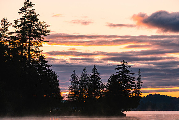 20201003-JAH09837: Dusk at Raquette Lake and the Golden Beach NYS Campground.